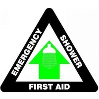 Accuform PSR842 17"" Slip-Gard Triangle Floor Sign - Emergency Shower First Aid