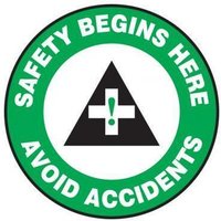 Accuform PSW727 17"" Pavement Print Sign: Safety Begins Here Avoid Accidents