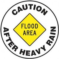Accuform PSW736 17"" Pavement Print Sign: Caution Flood Area After Heavy Rain