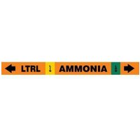 Accuform RAK114P IIAR Self-Stick Ammonia Pipe Marker: LTRL/LIQ/LOW, IIAR SS OD 3/4"" - 1-1/4""
