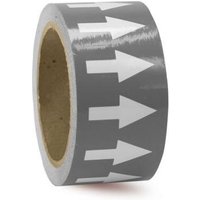 Accuform RAW453WTGY Directional Flow Arrow Tapes, 2"" x 108-ft, White Arrow on Gray