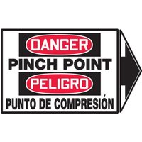 Accuform SBLEQM144VSP 3-1/2"" x 5"" + arrow Bilingual OSHA Danger Safety Sign: Pinch Point (arrow right), Adhesive Vinyl - 5 pack