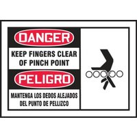 Accuform SBLEQM180VSP 3-1/2"" x 5"" OSHA Danger Safety Labels: Keep Fingers Clear Of Pinch Point, Adhesive Vinyl - 5 pack