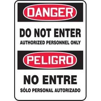 Accuform SBMADM157XP 14"" x 10"" Bilingual OSHA Danger Safety Sign: Do Not Enter, Accu-Shield