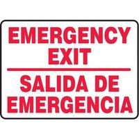 Accuform SBMADM510MVS 10"" x 14"" Bilingual Safety Sign: Emergency Exit, Adhesive Vinyl