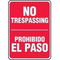 Accuform SBMATR539XP 14"" x 10"" Bilingual Safety Sign: No Trespassing, Accu-Shield