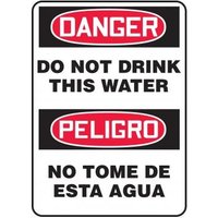 Accuform SBMCAW103XV 14"" x 10"" Bilingual OSHA Danger Safety Sign: Do Not Drink This Water, Adhesive Dura-Vinyl