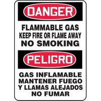 Accuform SBMCHG062XP 14"" x 10"" Bilingual Spanish OSHA Danger Safety Sign: Flammable Gas Keep Fire Or Flame Away No Smoking, Accu-Shield