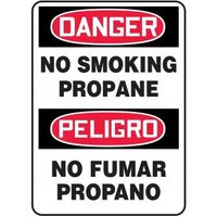 Accuform SBMCHG097VP 14"" x 10"" Bilingual OSHA Danger Safety Sign: No Smoking - Propane, Plastic