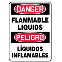Accuform SBMCHG102VP 14"" x 10"" Bilingual OSHA Danger Safety Sign: Flammable Liquids Plastic