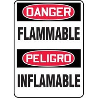 Accuform SBMCHL069XT 20"" x 14"" Bilingual OSHA Danger Safety Sign: Flammable, Dura-Plastic