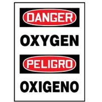 Accuform SBMCHL170XV 14"" x 10"" Bilingual OSHA Danger Safety Sign: Oxygen Adhesive Dura Vinyl