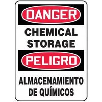 Accuform SBMCHL192XT 14"" x 10"" OSHA Danger Bilingual Safety Sign: Chemical Storage, Dura-Plastic