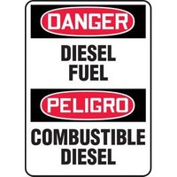 Accuform SBMCHL226XL 14"" x 10"" Bilingual OSHA Danger Safety Sign: Diesel Fuel, Aluma-Lite