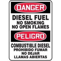 Accuform SBMCHL270XV 14"" x 10"" Bilingual Spanish OSHA Danger Safety Sign: Diesel Fuel No Smoking No Open Flames, Adhesive Dura-Vinyl