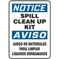 Accuform SBMCHL807XV 14"" x 10"" Spanish Bilingual OSHA Notice Safety Sign: Spill Clean Up Kit, Adhesive Dura-Vinyl