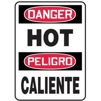 Accuform SBMCPG020XT 14"" x 10"" OSHA Danger Bilingual Safety Sign: Hot / Caliente, Dura-Plastic