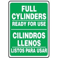 Accuform SBMCPG525VP 14"" x 10"" Bilingual Safety Sign: Full Cylinders - Ready For Use, Plastic