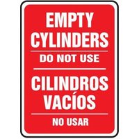 Accuform SBMCPG526VP 14"" x 10"" Bilingual Safety Sign: Empty Cylinders Do Not Use, Plastic