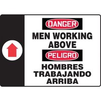 Accuform SBMCRT016XP 10"" x 14"" Bilingual OSHA Danger Safety Sign: Men Working Above, Accu-Shield