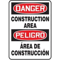 Accuform SBMCRT106VP 20"" x 14"" Bilingual OSHA Danger Safety Sign: Construction Area, Plastic