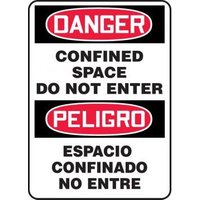 Accuform SBMCSP230VP 14"" x 10"" Bilingual OSHA Danger Safety Sign: Confined Space Do Not Enter, Plastic