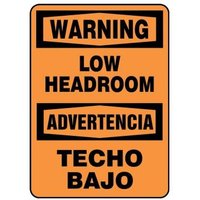 Accuform SBMECR305XL 14"" x 10"" Spanish Bilingual OSHA Warning Safety Sign: Low Headroom, Aluma-Lite