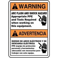 Accuform SBMELC361VS 14"" x 10"" Bilingual Safety Sign - Spanish, Adhesive Vinyl