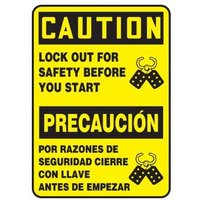 Accuform SBMELC657VA 14"" x 10"" Spanish Bilingual Safety Sign, Aluminum