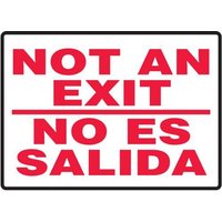 Accuform SBMEXT911MXV 10"" x 14"" Bilingual Safety Sign: Not An Exit/No Es Salida, Adhesive Dura-Vinyl