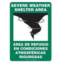 Accuform SBMFEX524XL 14"" x 10"" Bilingual Safety Sign: Severe Weather Shelter Area, Aluma-Lite