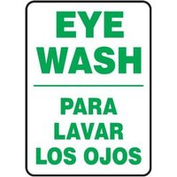Accuform SBMFSD423XV 14"" x 10"" Bilingual Safety Sign: Eye Wash, Adhesive Dura-Vinyl