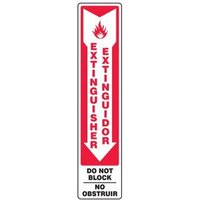 Accuform SBMFXG934VP 18"" x 4"" Bilingual Safety Sign: Extinguisher - Do Not Block, Plastic