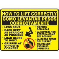 Accuform SBMGSH501XL 10"" x 14"" Bilingual Safety Sign: How To Lift Correctly, Aluma-Lite