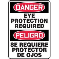 Accuform SBMPPA105VP 14"" x 10"" Bilingual Spanish OSHA Danger Safety Sign: Eye Protection Required, Plastic