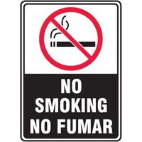 Accuform SBMSMK509VP 10"" x 7"" Spanish Bilingual Smoking Control Sign: No Smoking - No Fumar (Black/White), Plastic