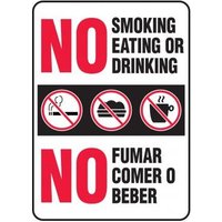 Accuform SBMSMK585XT 14"" x 10"" Bilingual Safety Sign: No Smoking Eating Or Drinking, Dura-Plastic