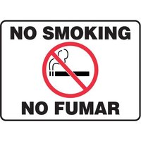 Accuform SBMSMK980MVP 14"" x 20"" Bilingual Smoking Control Sign: No Smoking - No Fumar, Plastic