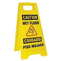 Accuform SBPFW424 25"" x 12"" OSHA Caution Bilingual 2 X Fold-Ups: Wet Floor, Bilingual - Spanish/English