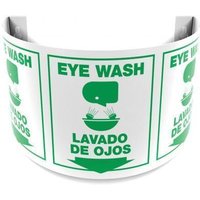 Accuform SBPSJ349 12"" Bilingual 180D Projection Sign: Eye Wash/Lavado De Ojos
