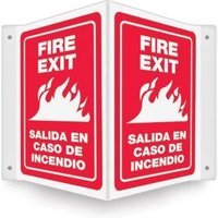Accuform SBPSP385 12"" x 9"" Panel Bilingual Projection Safety Sign: Fire Exit, 3D
