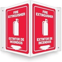 Accuform SBPSP391 12"" x 9"" Panel Bilingual Projection Sign: Fire Extinguisher, 3D