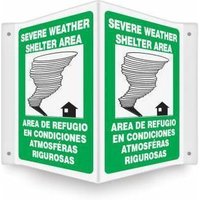 Accuform SBPSP392 12"" x 9"" Panel Bilingual Projection Safety Sign: Severe Weather Shelter Area (Graphic), 3D