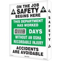 Accuform SCJ118 20"" x 16"" Digi-Day Lite Electronic Scoreboards: This Department Has Worked __ Days Without An OSHA Recordable Injury, Cardboard