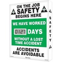 Accuform SCJ127 20"" x 16"" Digi-Day Lite Electronic Scoreboard: We Have Worked _ Days Without A Lost Time Accident, Cardboard
