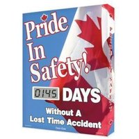 Accuform SCJ145 20"" x 16"" Digi-Day Lite Electronic Scoreboard: Pride In Safety ___ Days Without A Lost Time Accident, Cardboard