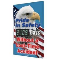 Accuform SCK109 28"" x 20"" Digi-Day Electronic Safety Scoreboards: Pride In Safety - _Days Without a Lost Time Accident, Aluminum Face