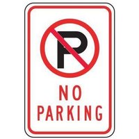 Accuform SHFRP140RA 24"" x 18"" Parking Sign: No Parking (With Symbol), Engineer Grade Reflective Aluminum (.080), Spanish