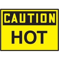 Accuform SHLCHL675XVE 3-1/2"" x 5"" OSHA Caution Safety Label: Hot, Adhesive Vinyl - 5 pack, Spanish