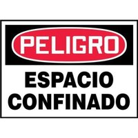 Accuform SHLCSP266VSP 3-1/2"" x 5"" OSHA Danger Safety Label: Confined Space, Adhesive Vinyl - 5 pack, Spanish